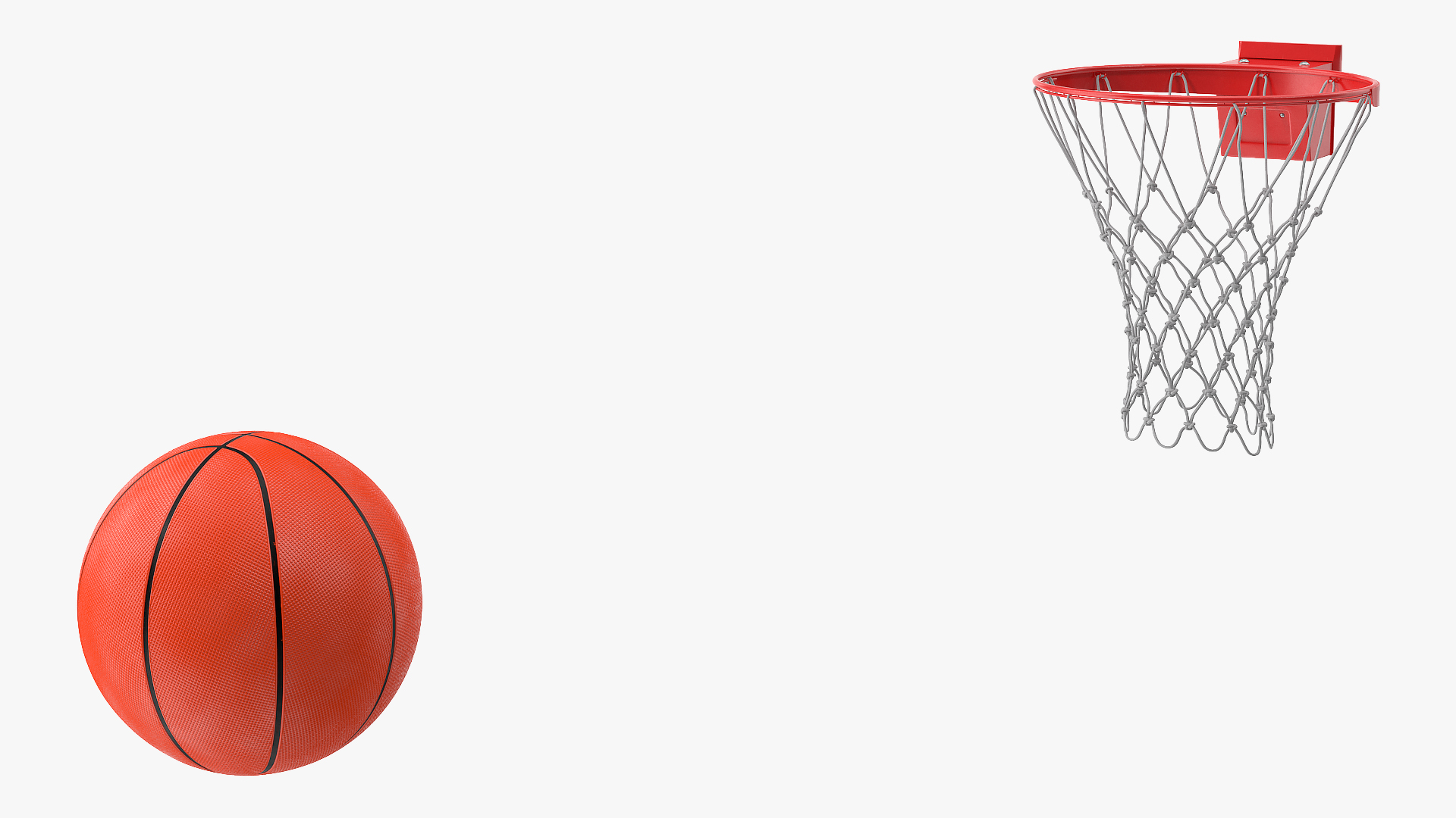 3D Animated Basketball Falls Through Hoop model