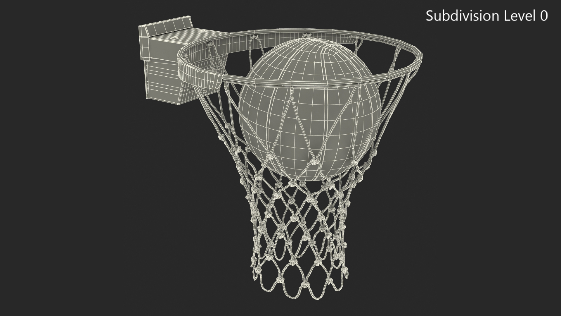 3D Animated Basketball Falls Through Hoop model