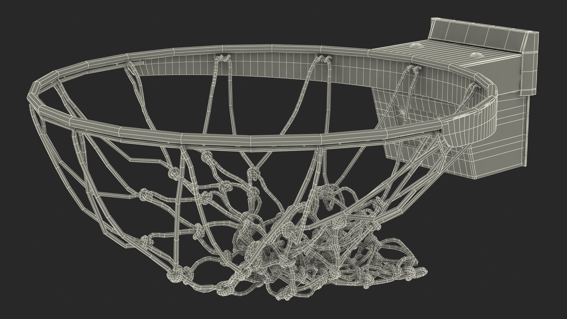 3D Animated Basketball Falls Through Hoop model