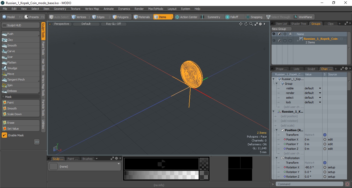 3D model Russian 1 Kopek Coin