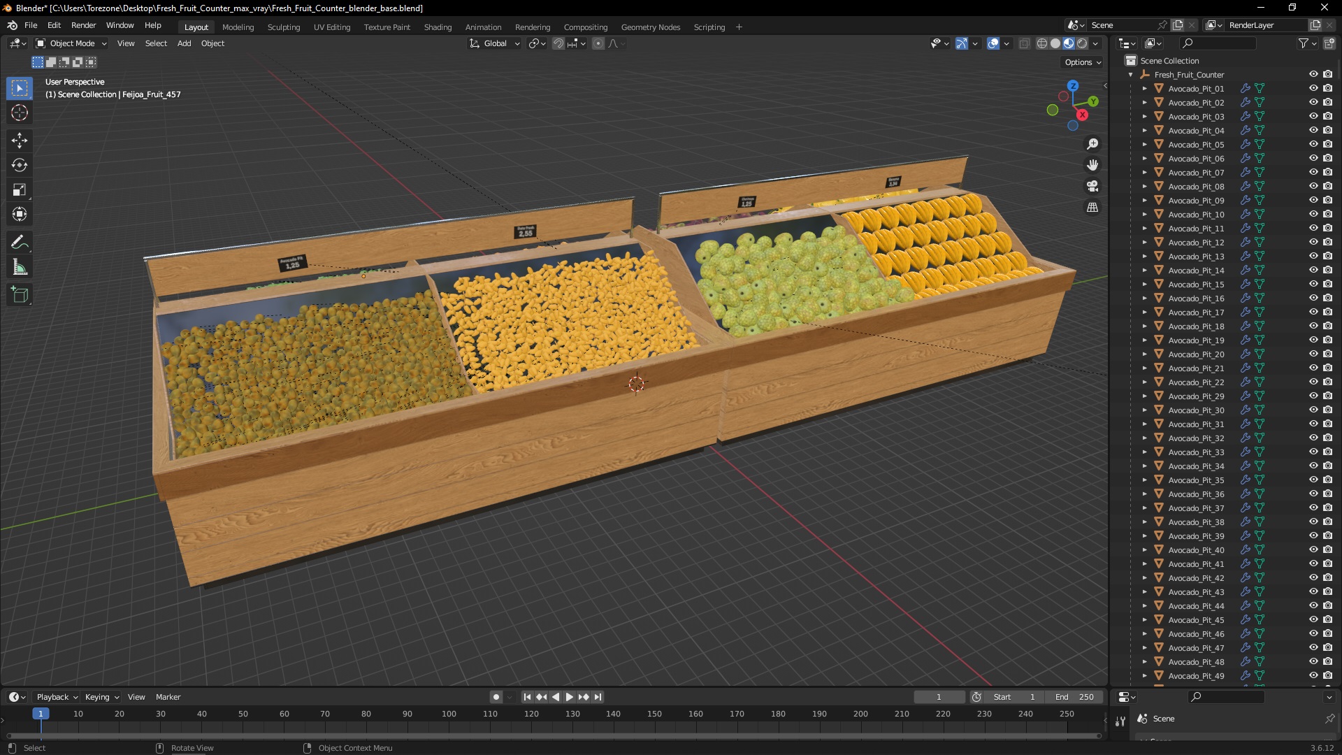 Fresh Fruit Counter 3D model