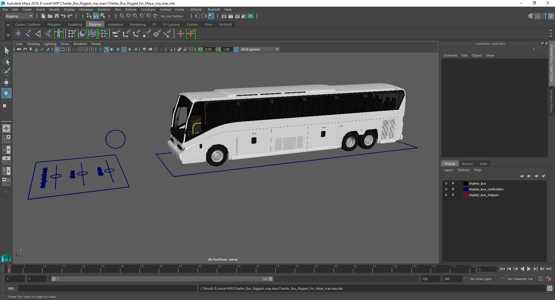 Charter Bus Rigged for Maya 3D