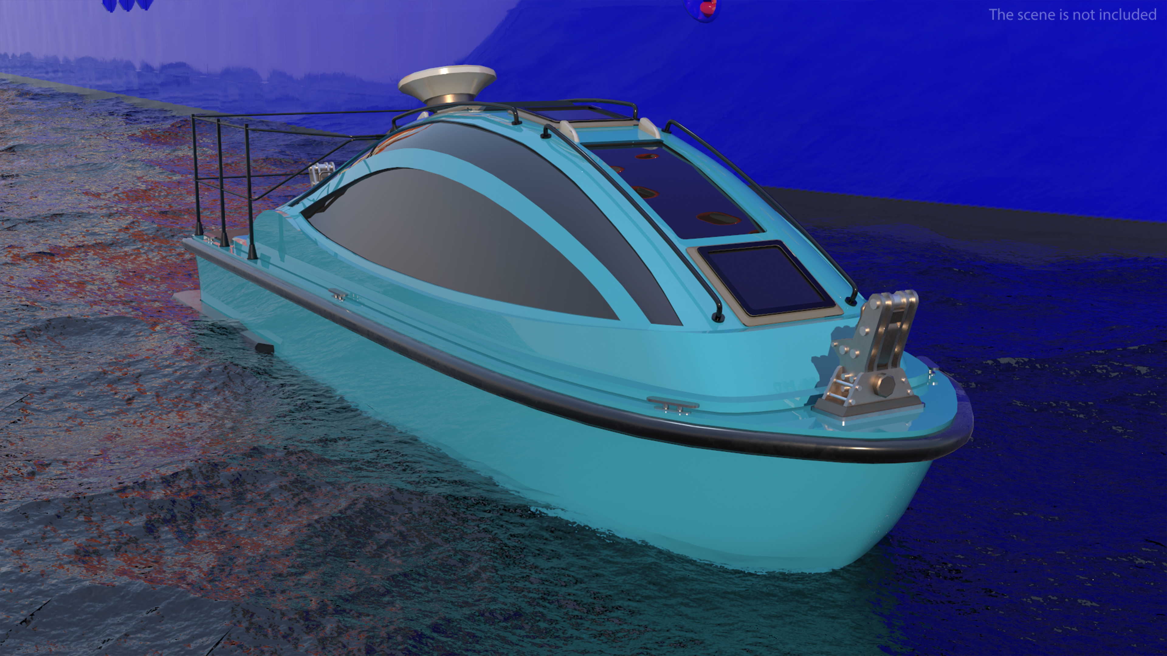 3D model Cable Layer Vessel Blue Rigged