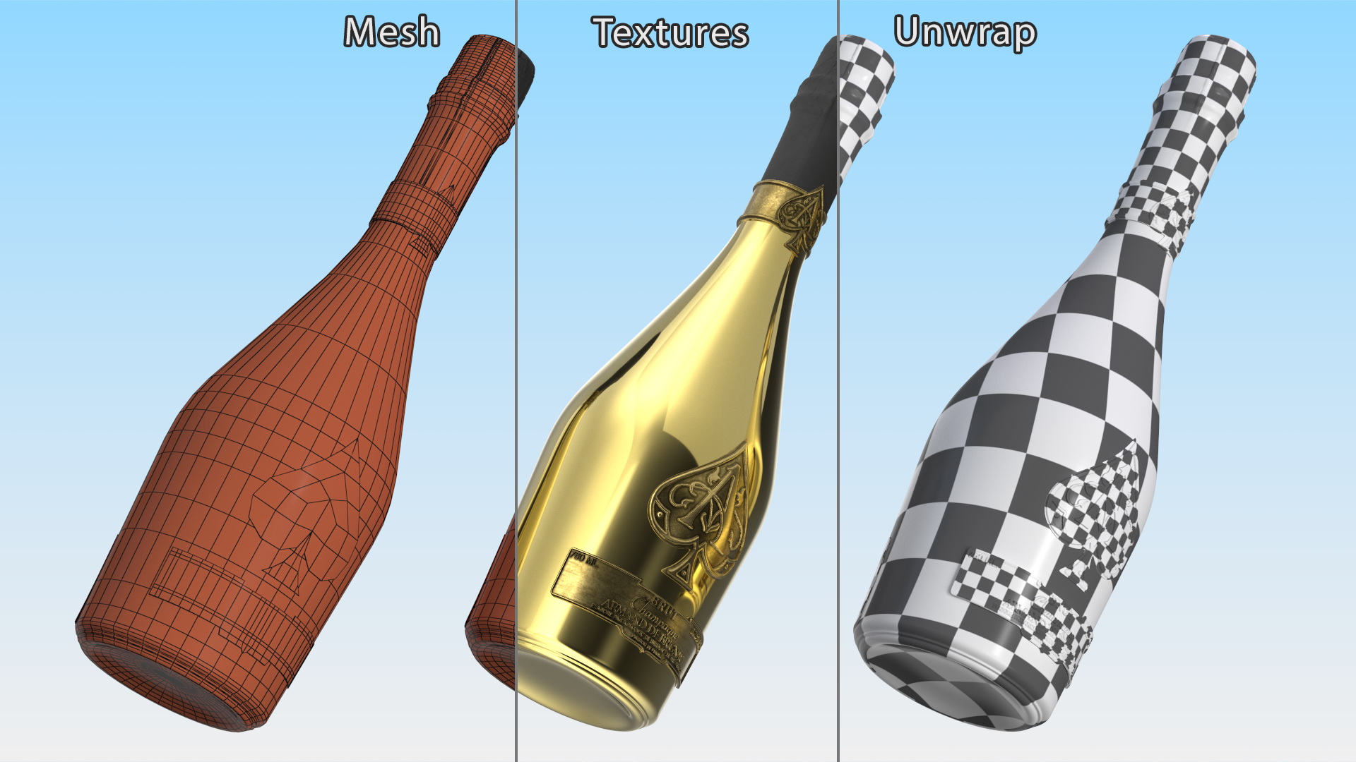 Armand de Brignac Brut Gold 3D