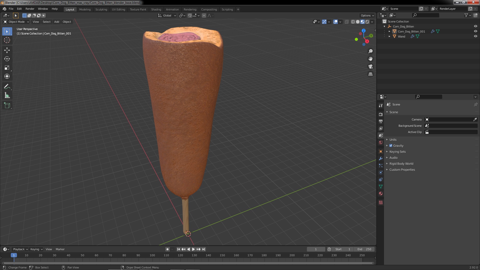 3D model Corn Dog Bitten