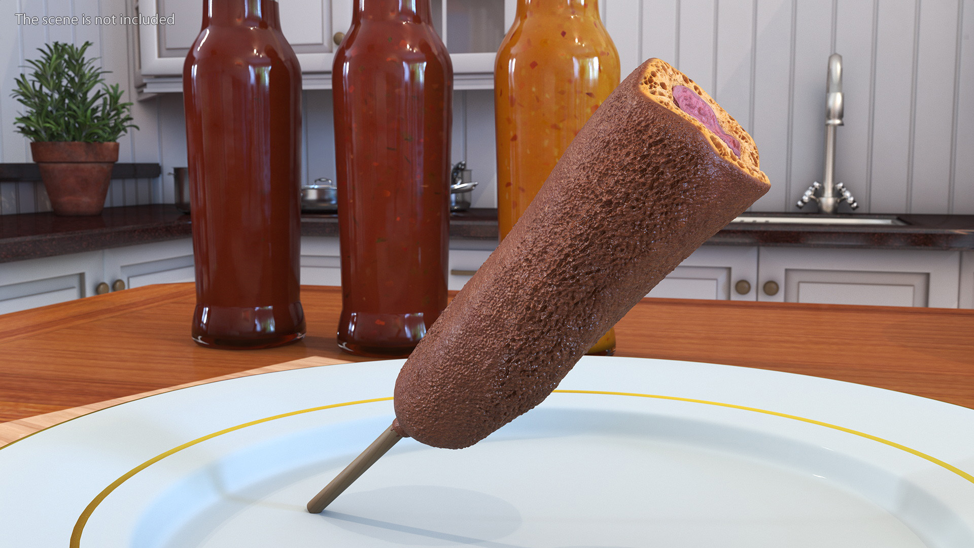 3D model Corn Dog Bitten