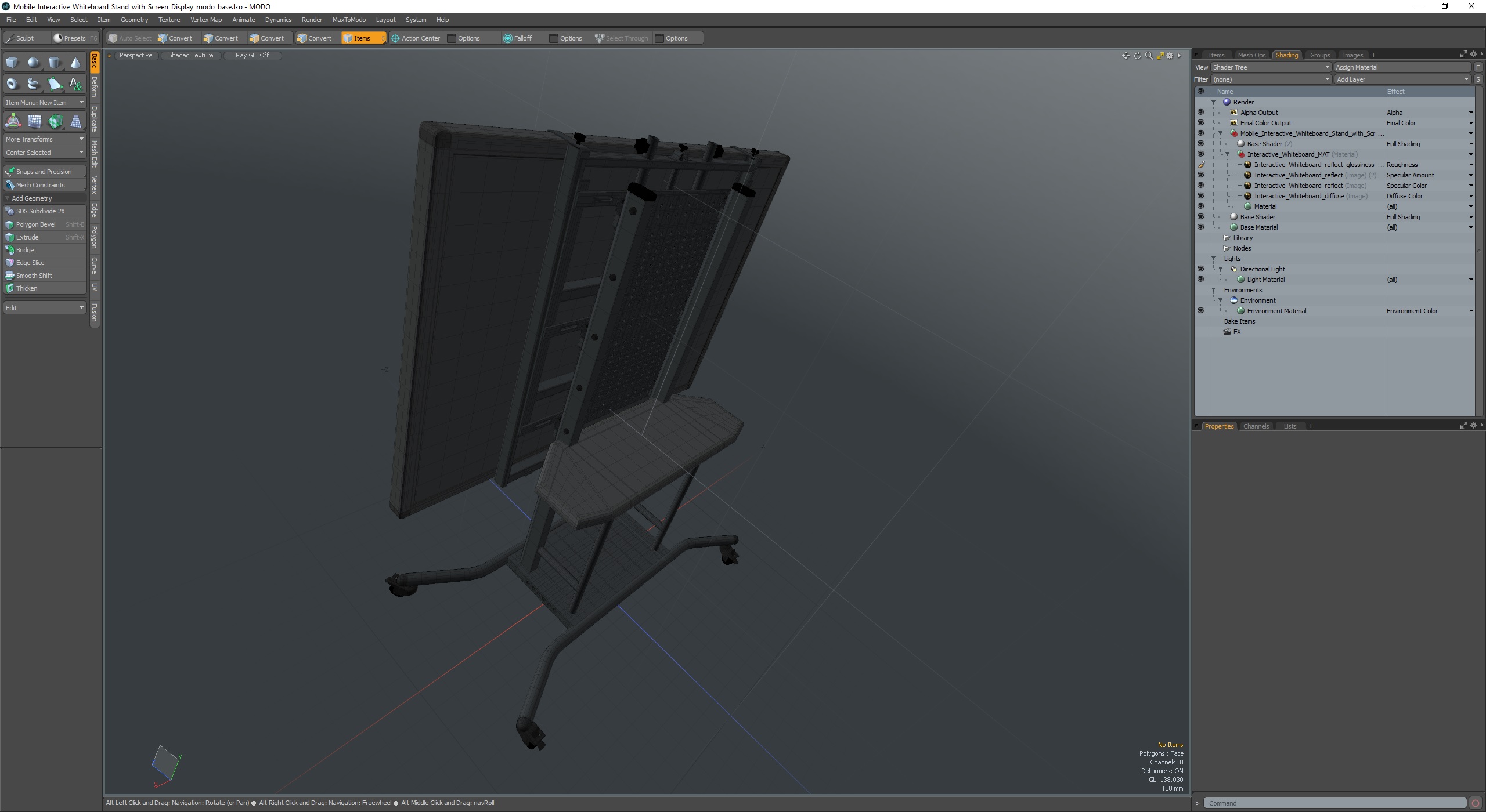 3D model Mobile Interactive Whiteboard Stand with Screen Display