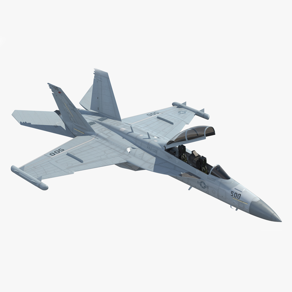 3D model Aircraft Boeing EA-18G without Armament Rigged for Cinema 4D