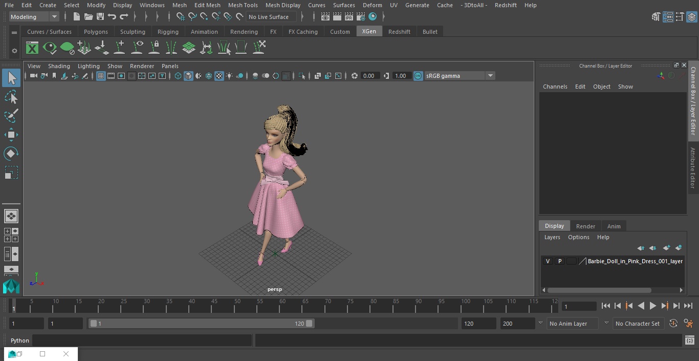 3D model Barbie Doll in Pink Dress