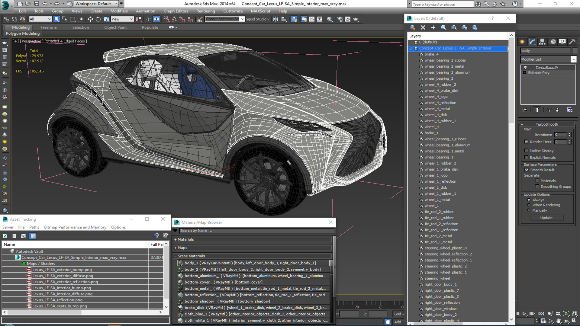 Concept Car Lexus LF-SA Simple Interior 3D model