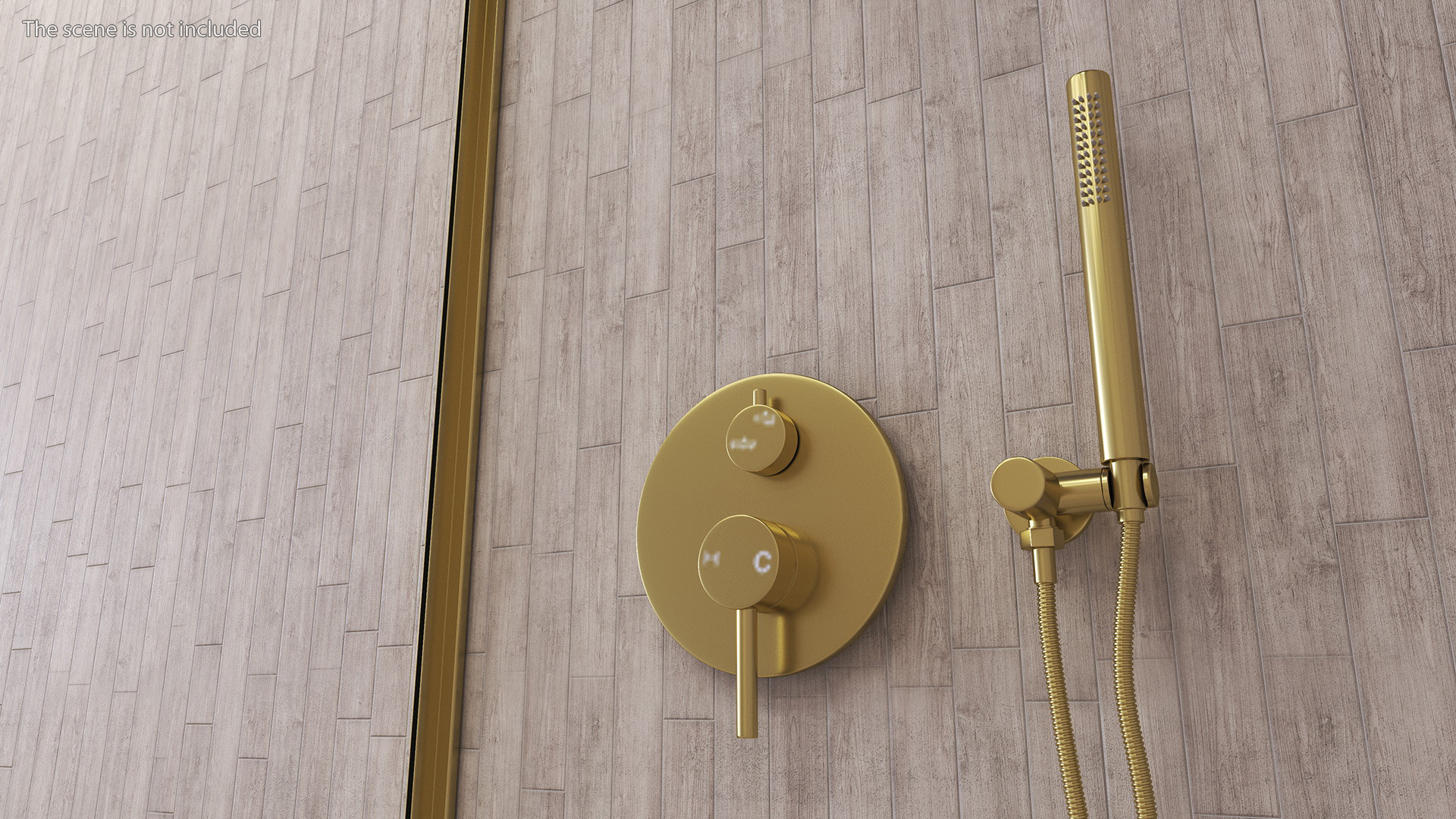 Wall Mount Hand Held Shower Gold 3D