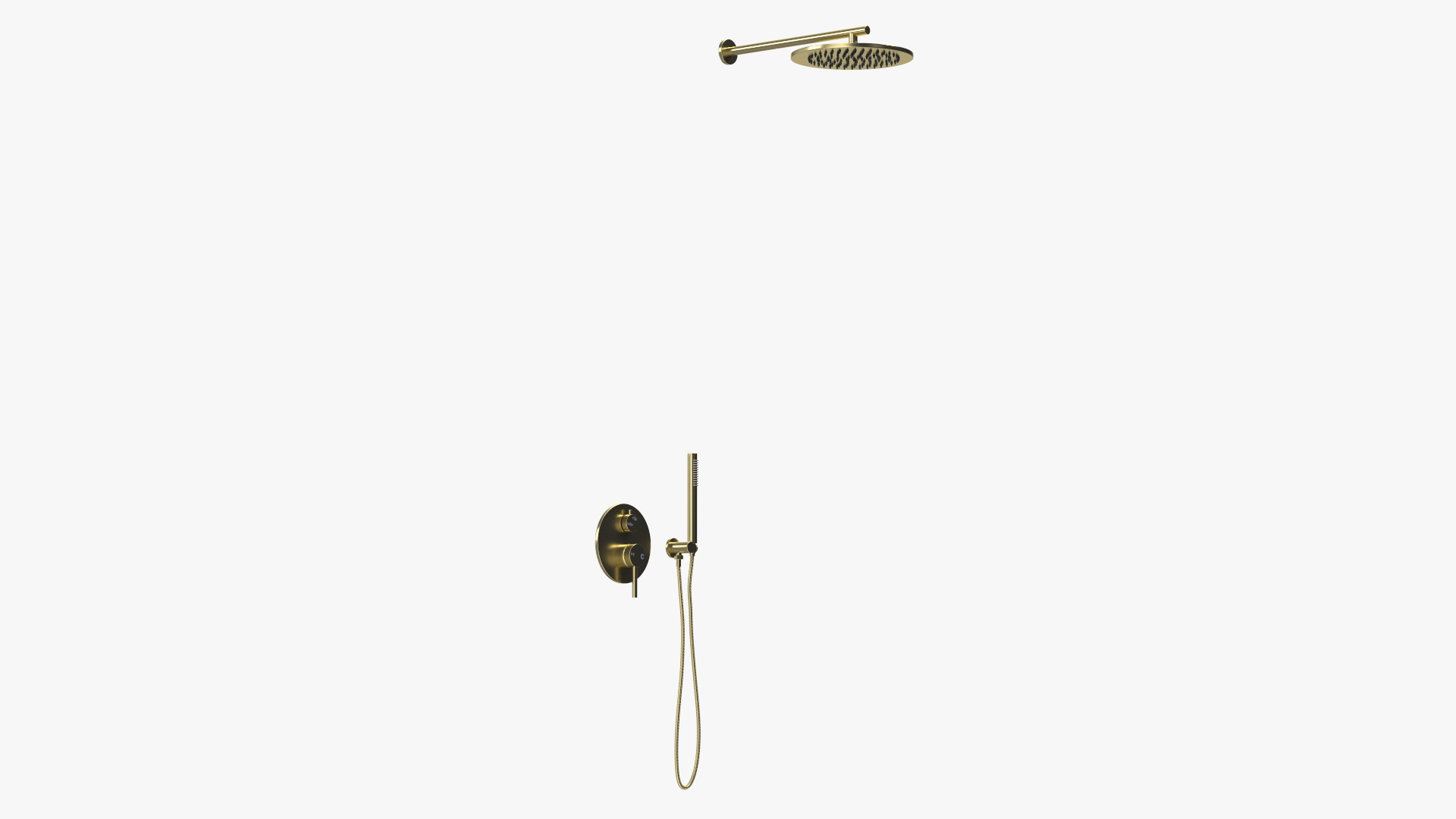 Wall Mount Hand Held Shower Gold 3D