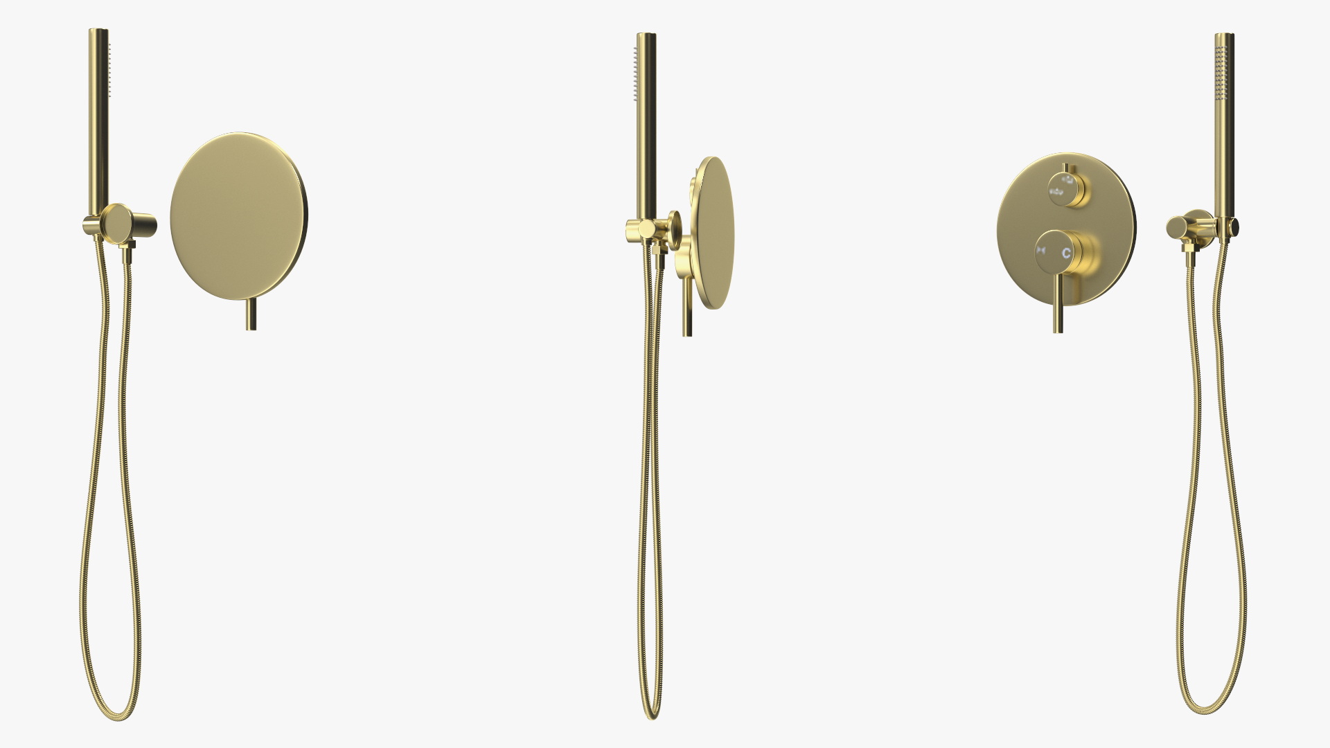 Wall Mount Hand Held Shower Gold 3D