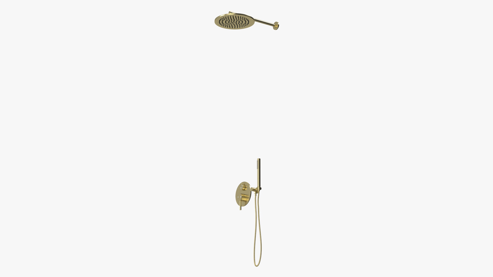 Wall Mount Hand Held Shower Gold 3D