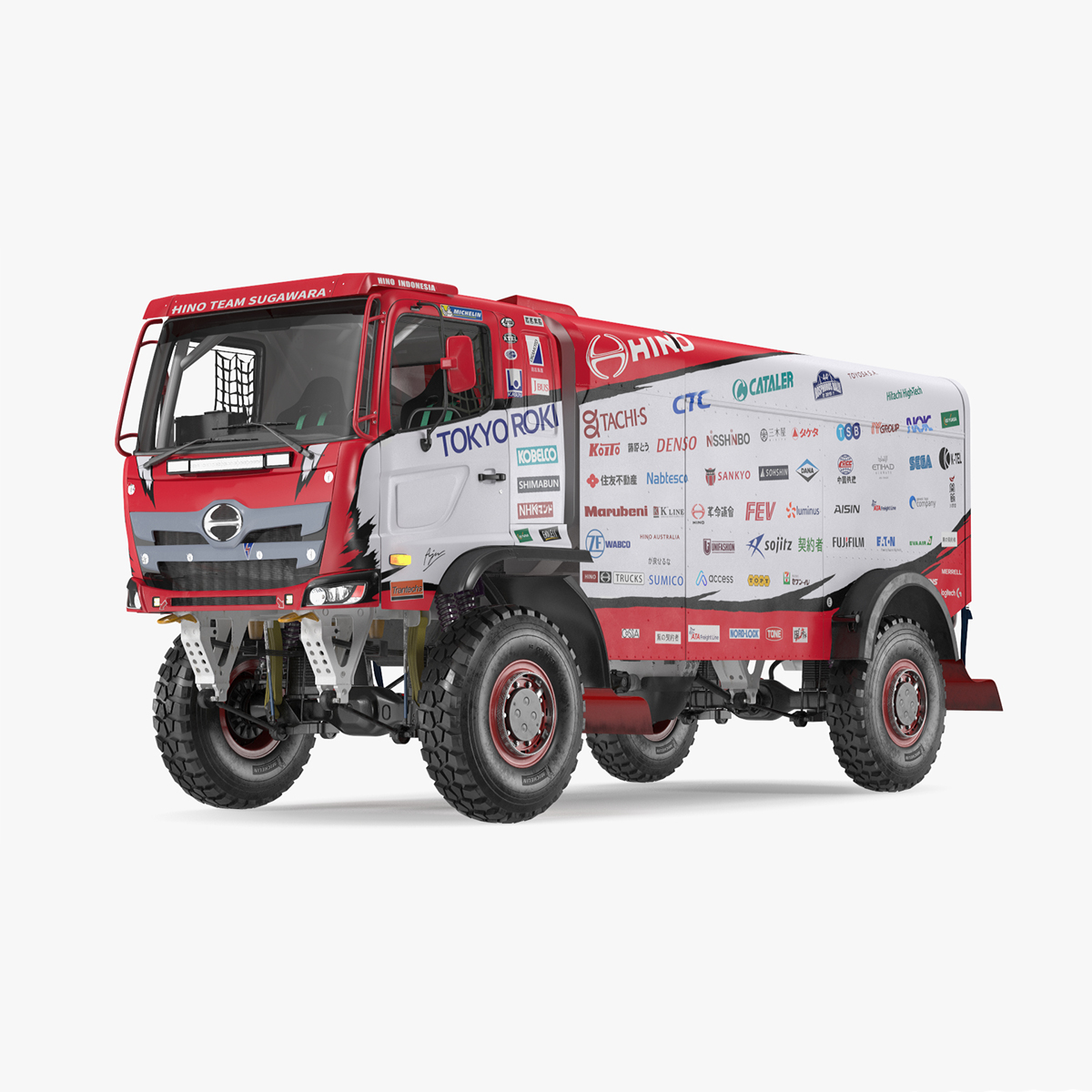 Dakar Truck Hino Lights On Rigged for Cinema 4D 3D