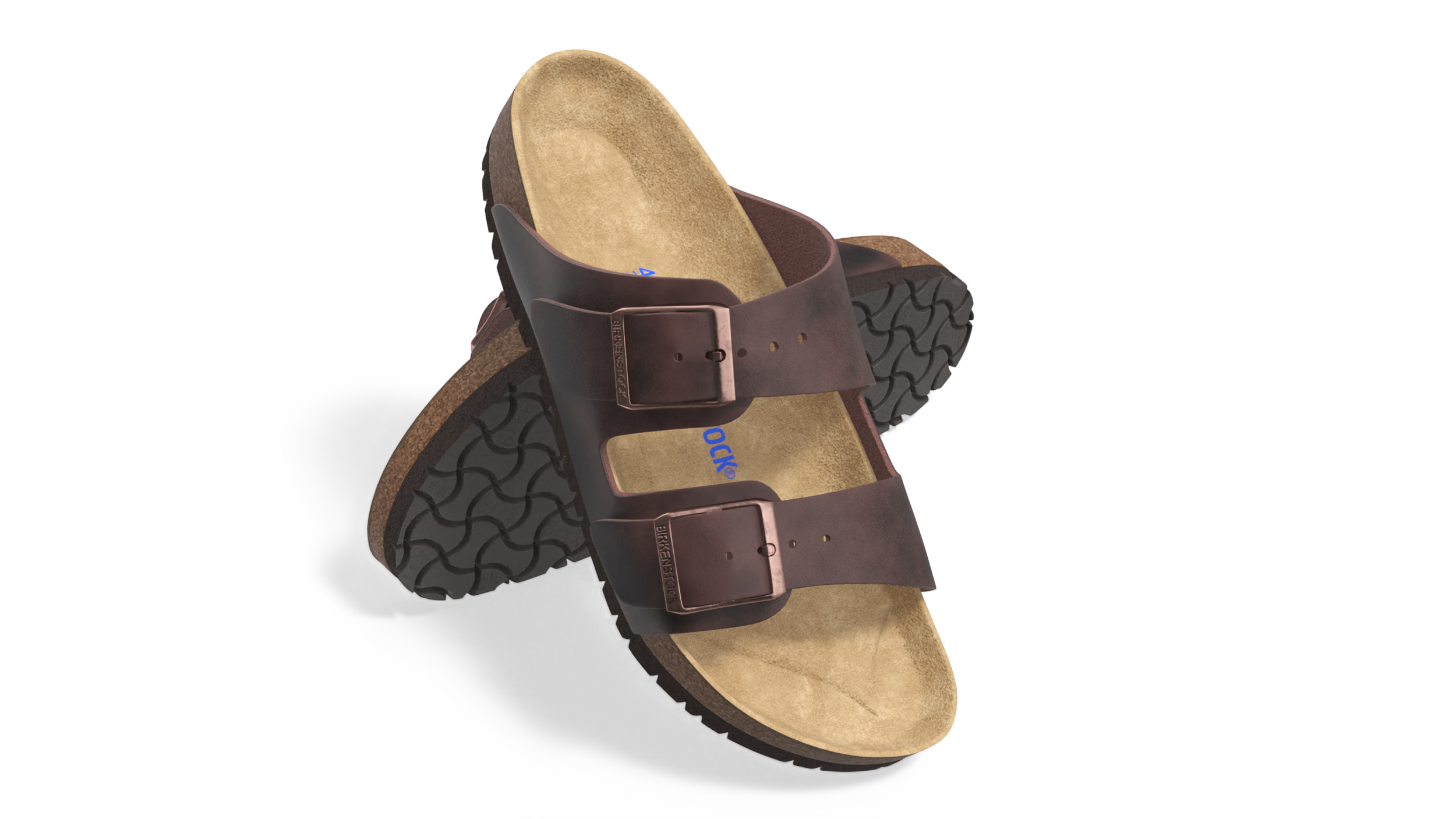 3D model Man Soft Footbed Sandals Dark-Brown