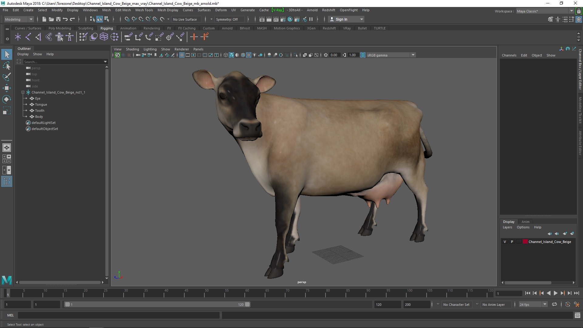 Channel Island Cow Beige 3D model