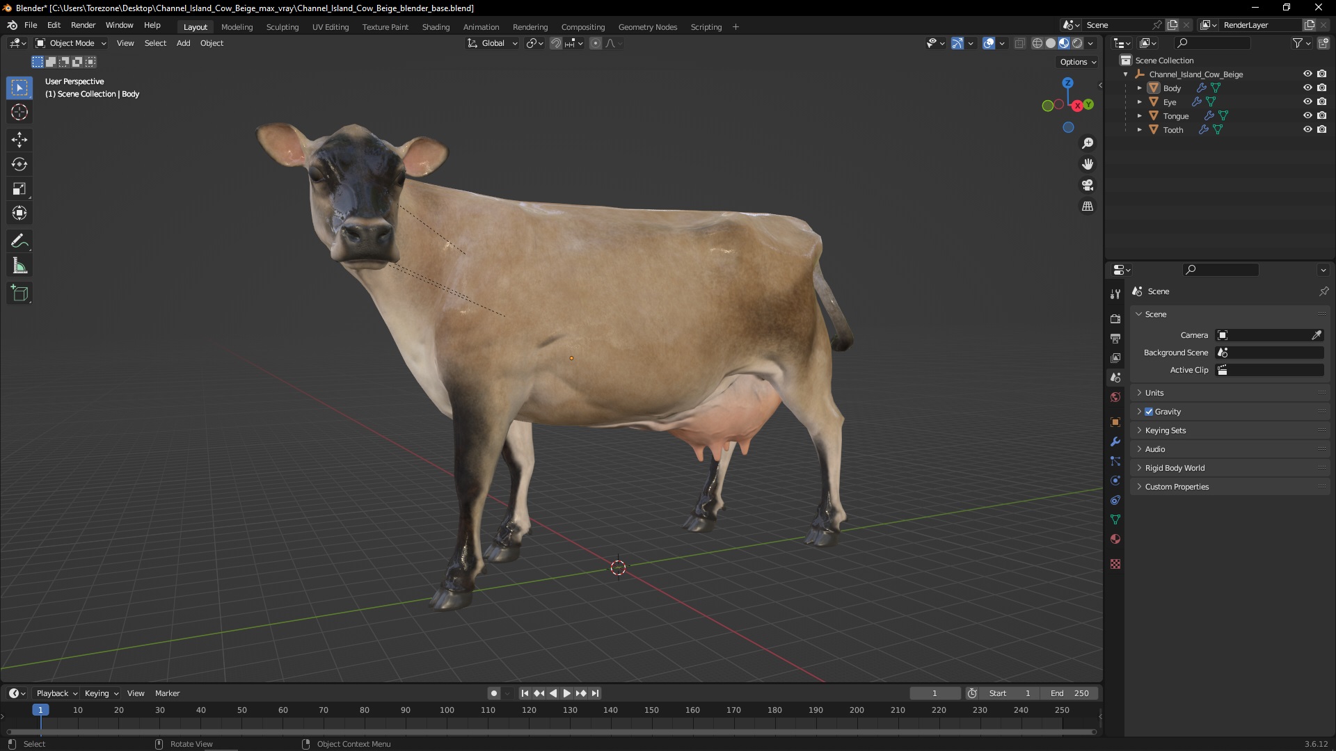 Channel Island Cow Beige 3D model