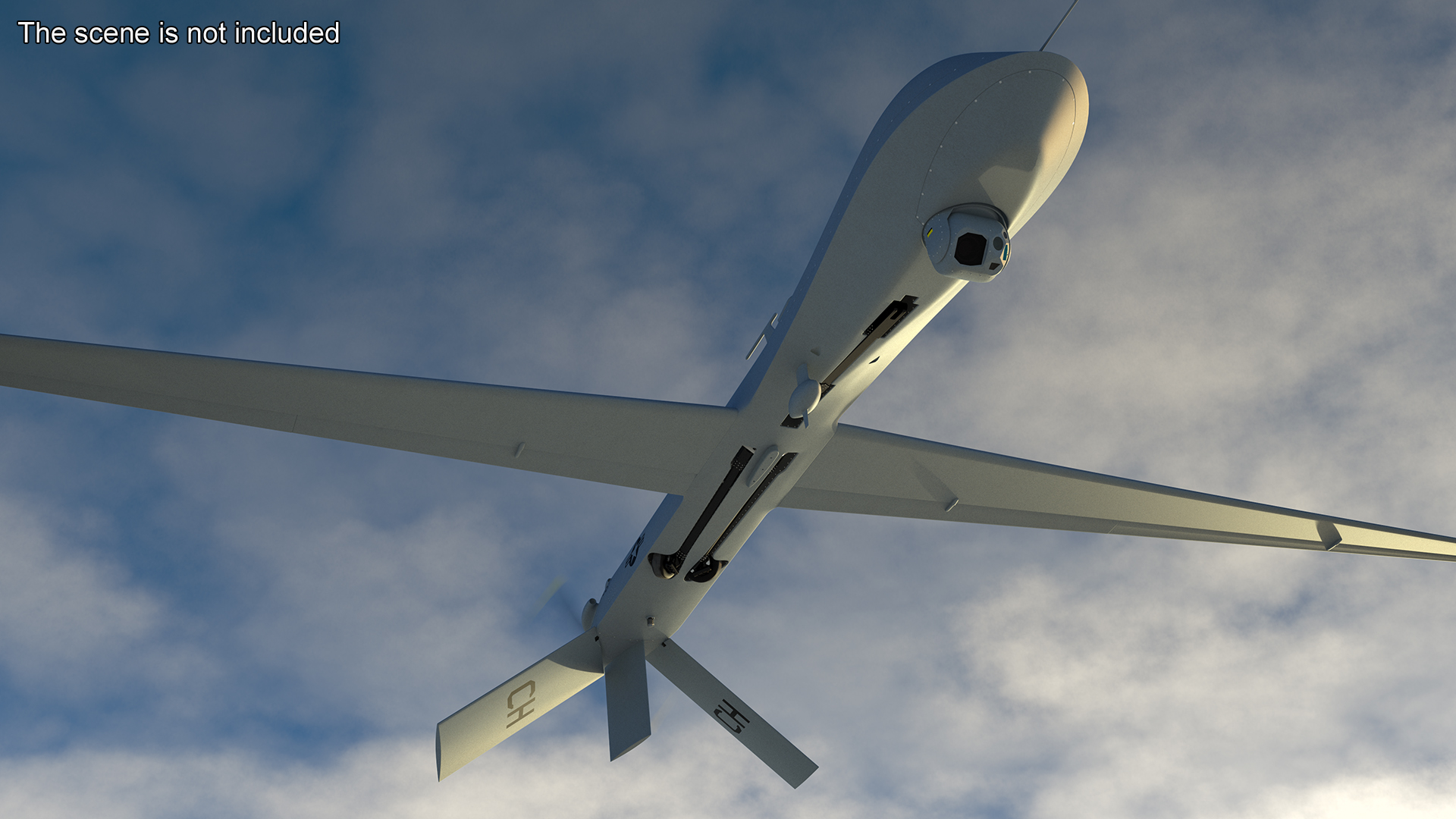 Unmanned Aerial Vehicle Reaper Drone MQ-1 Rigged for Cinema 4D 3D