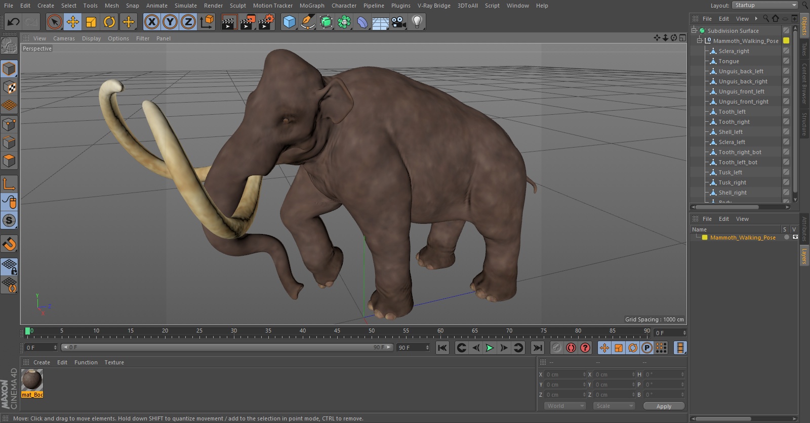 3D model Mammoth Walking Pose