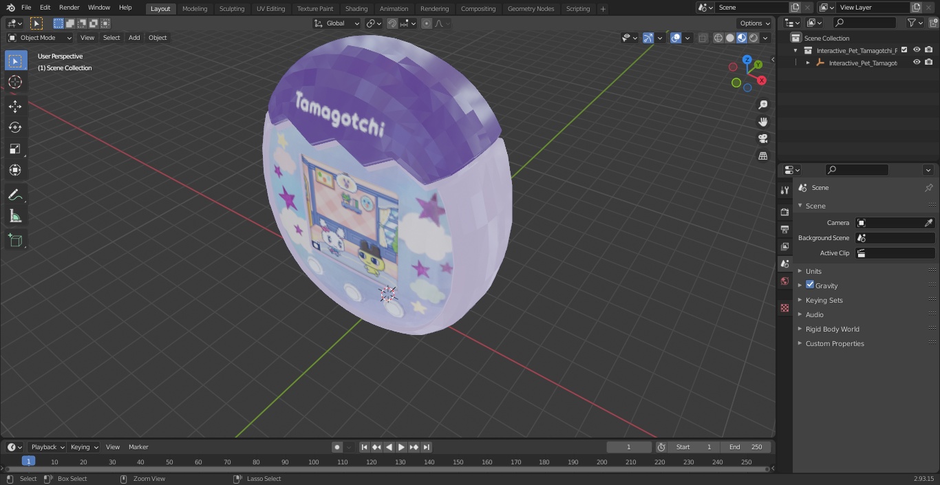 3D Interactive Pet Tamagotchi Pix Sky Violet