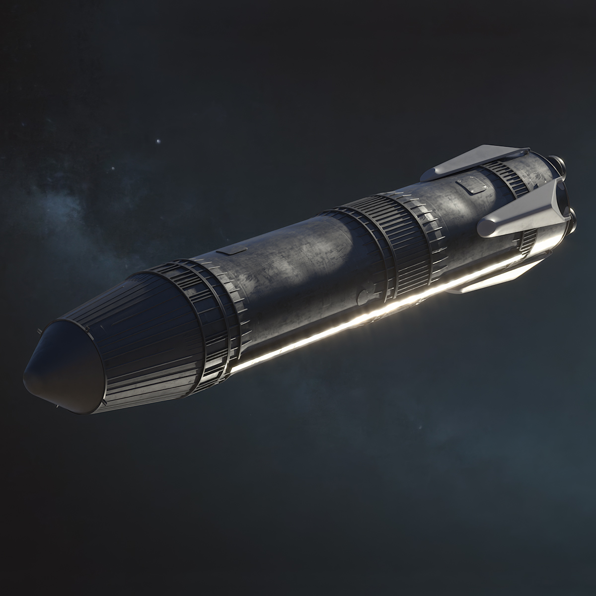 3D Next Generation Space Rocket Black Rigged