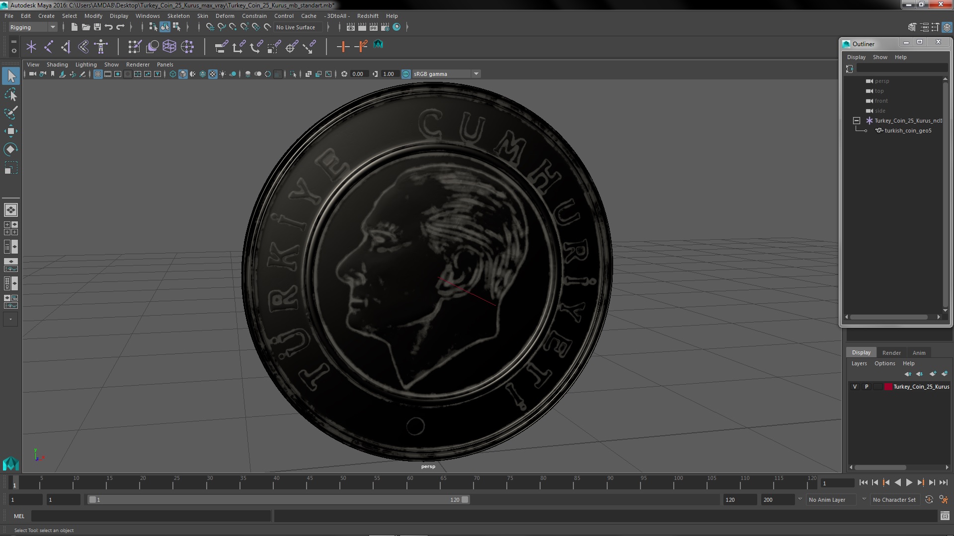 3D model Turkey Coin 25 Kurus