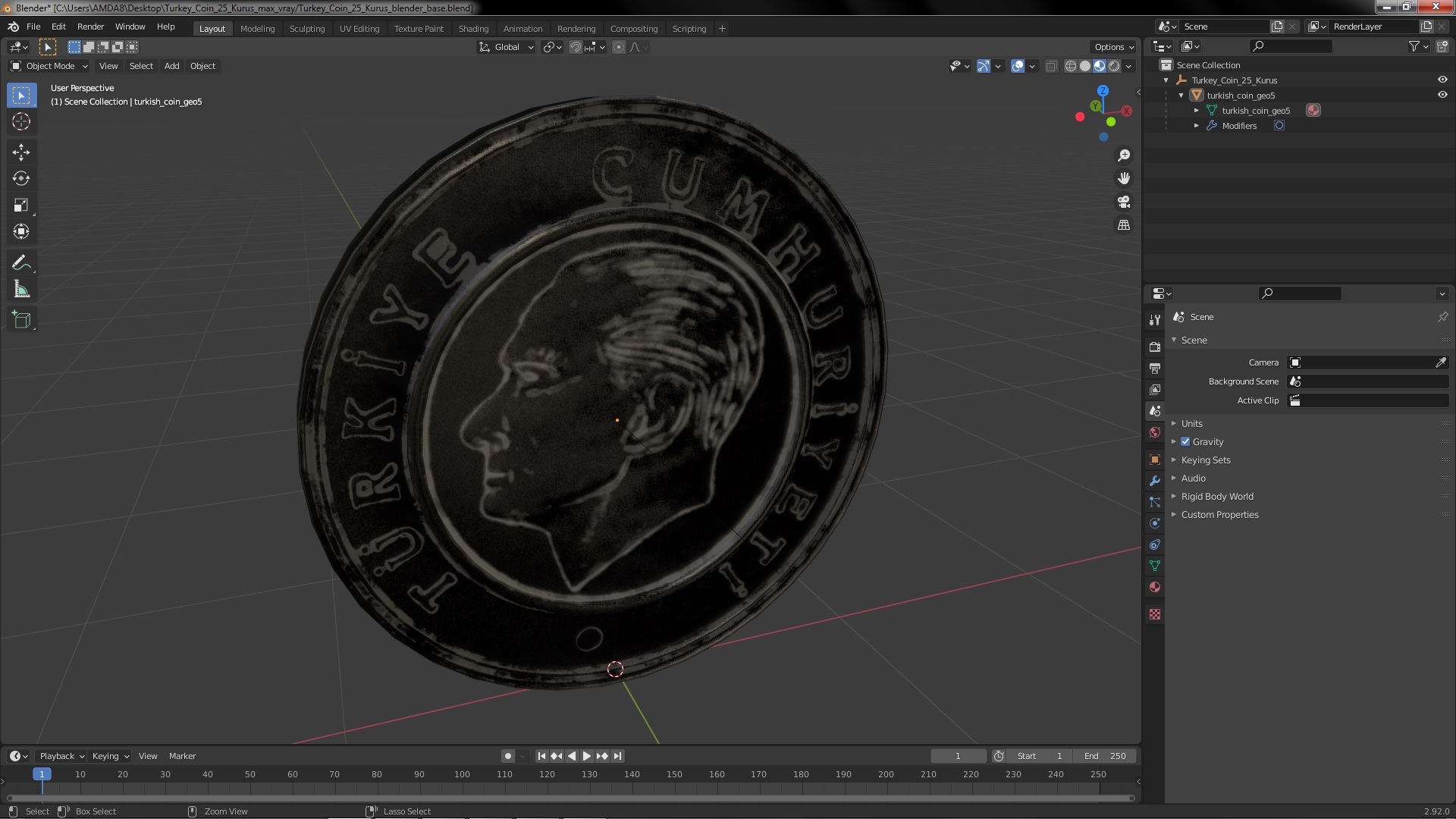 3D model Turkey Coin 25 Kurus