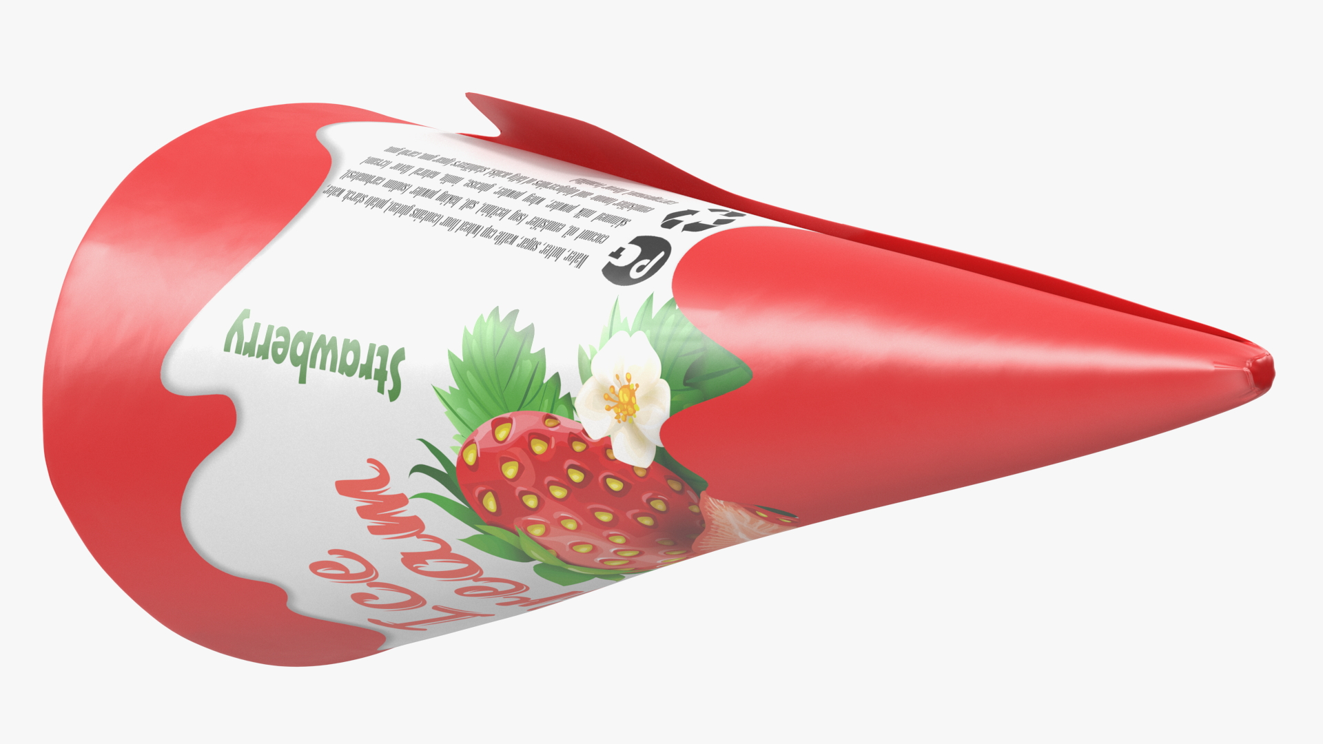 3D model Cone Ice Cream Package Mockup Strawberry