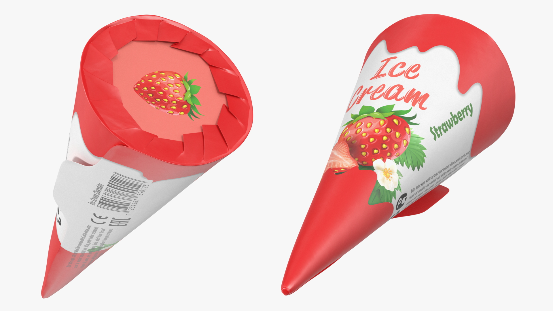 3D model Cone Ice Cream Package Mockup Strawberry