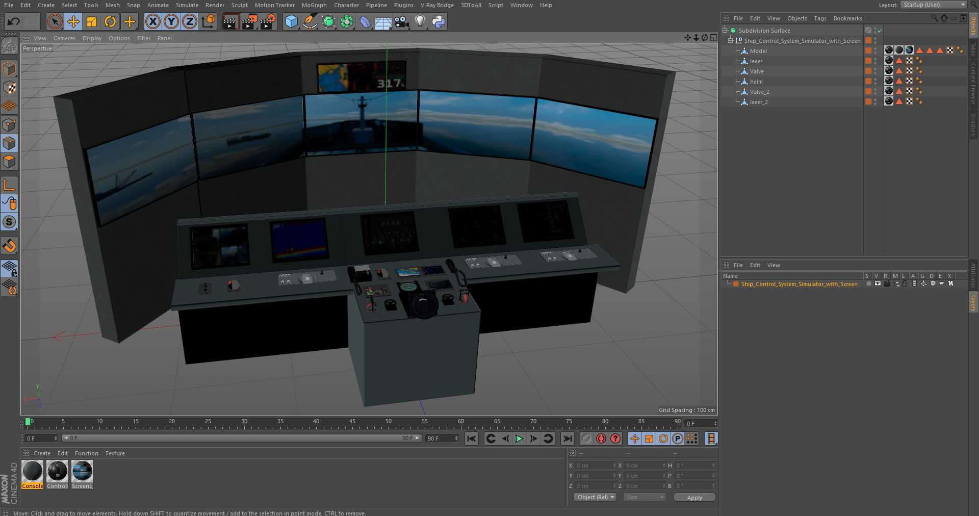 3D Ship Control System Simulator with Screen