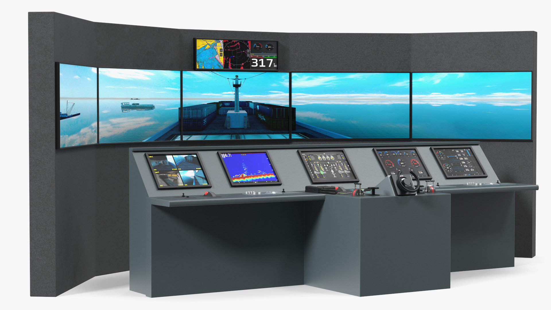 3D Ship Control System Simulator with Screen