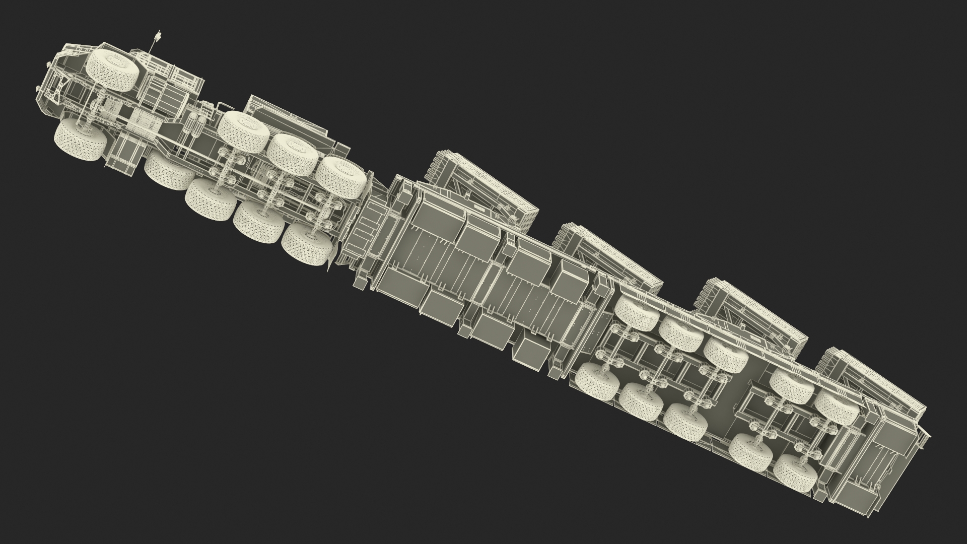 Rocket Launch System Jobaria with Oshkosh Transporter Sand Rigged for Maya 3D model