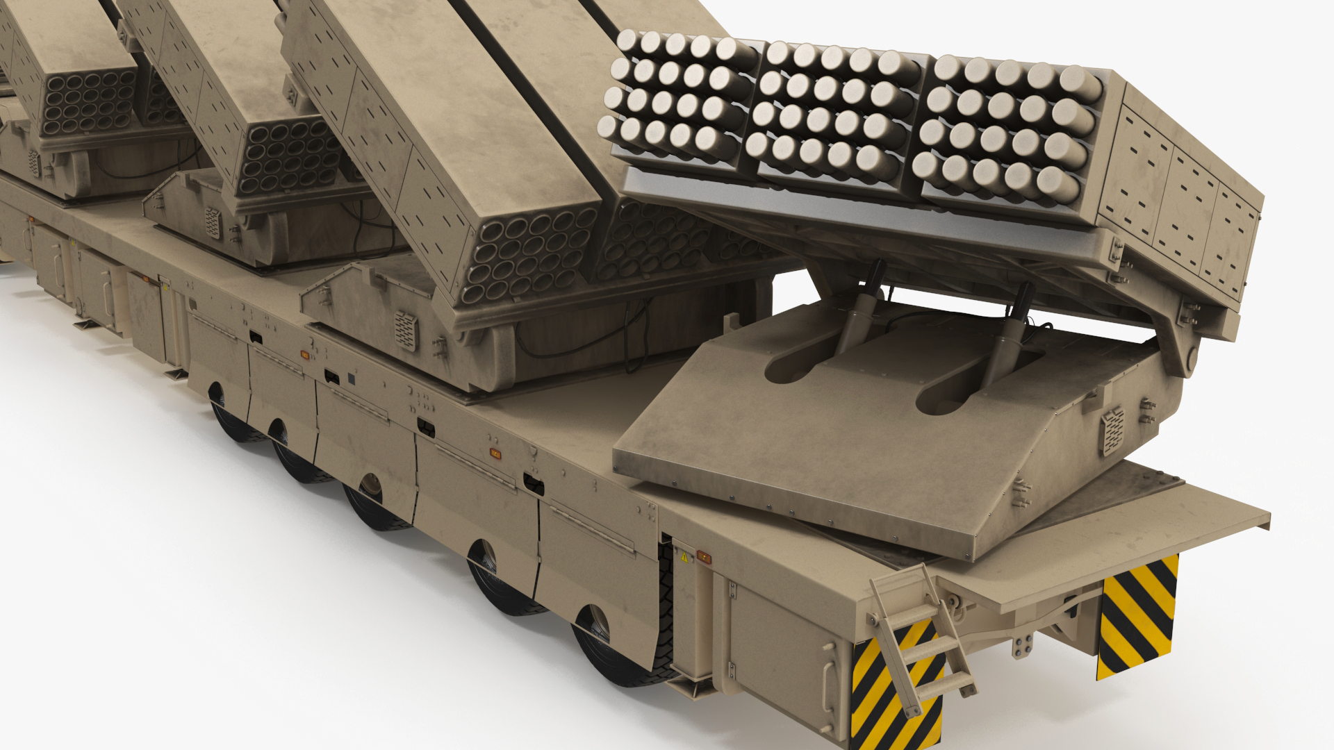 Rocket Launch System Jobaria with Oshkosh Transporter Sand Rigged for Maya 3D model