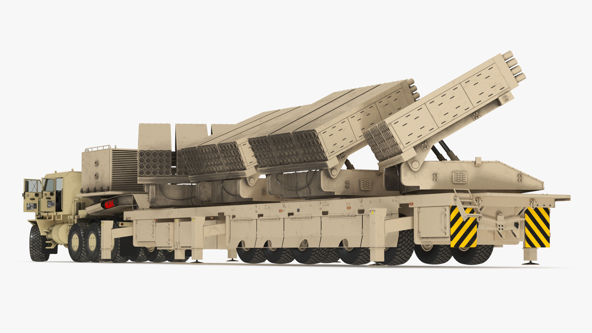 Rocket Launch System Jobaria with Oshkosh Transporter Sand Rigged for Maya 3D model