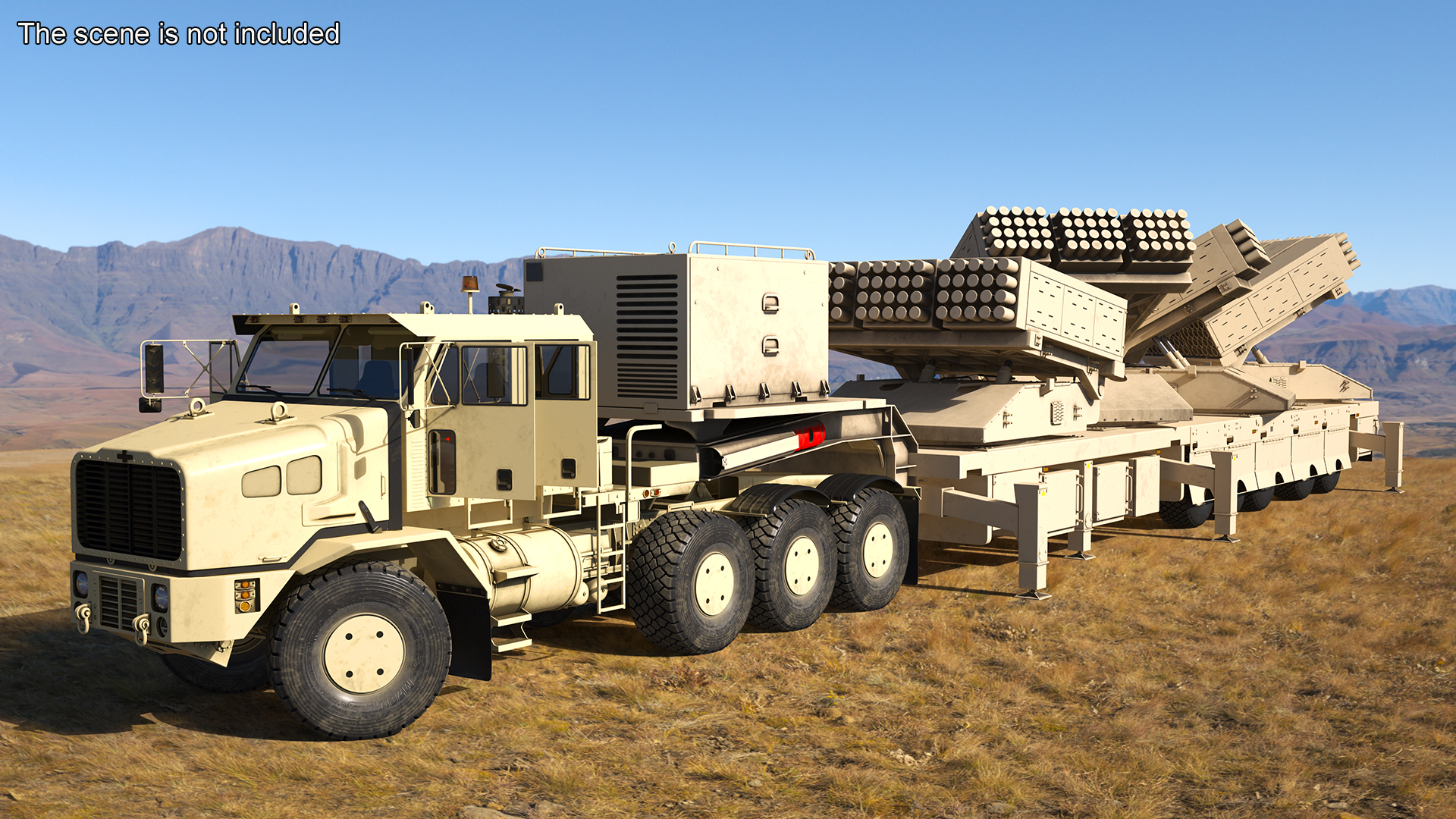 Rocket Launch System Jobaria with Oshkosh Transporter Sand Rigged for Maya 3D model