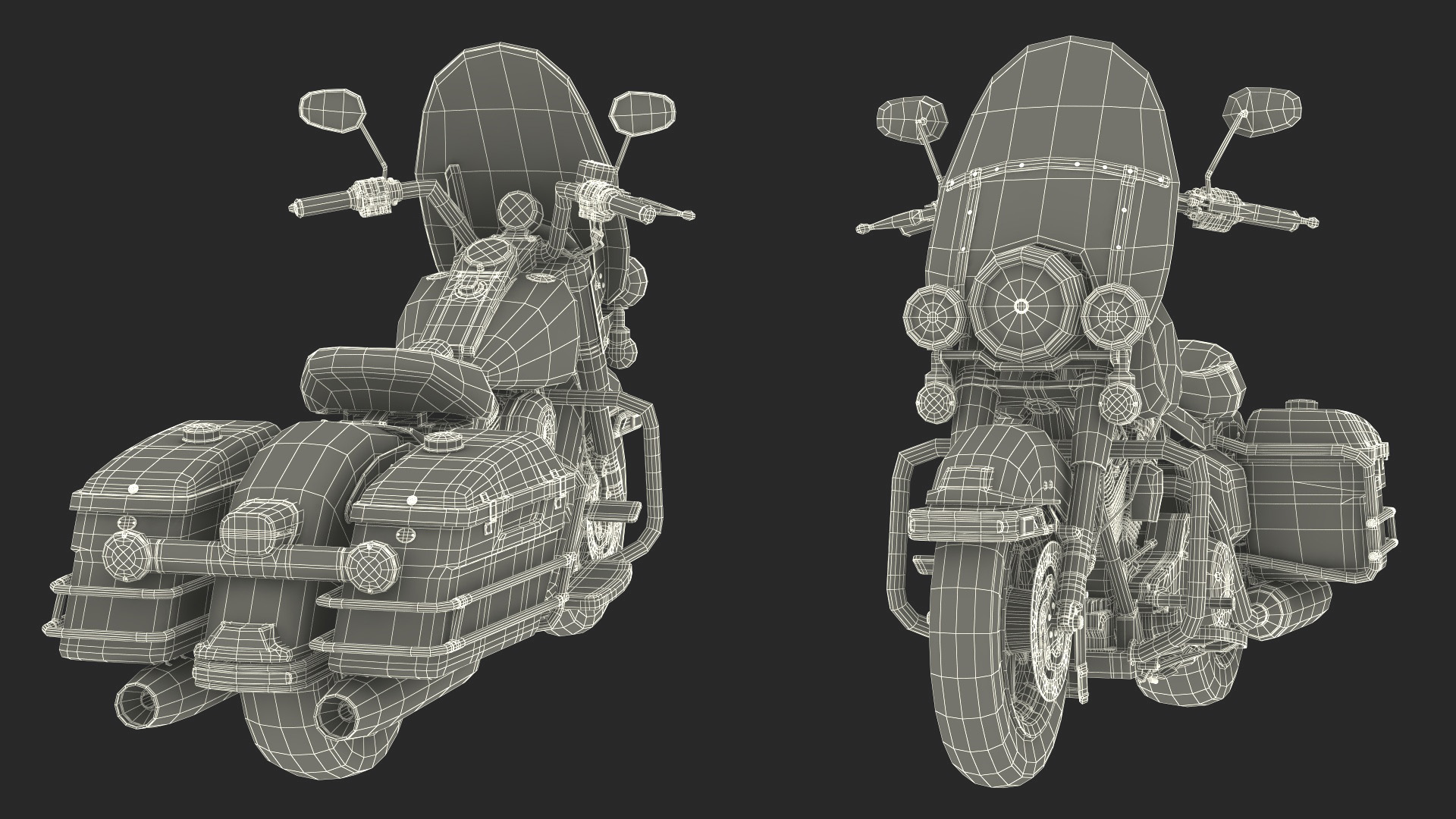 3D model Classic Road Motorcycle Blue Rigged