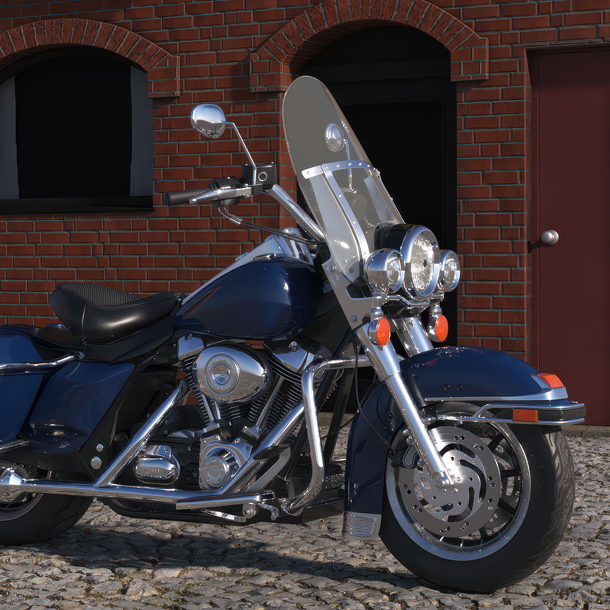 3D model Classic Road Motorcycle Blue Rigged