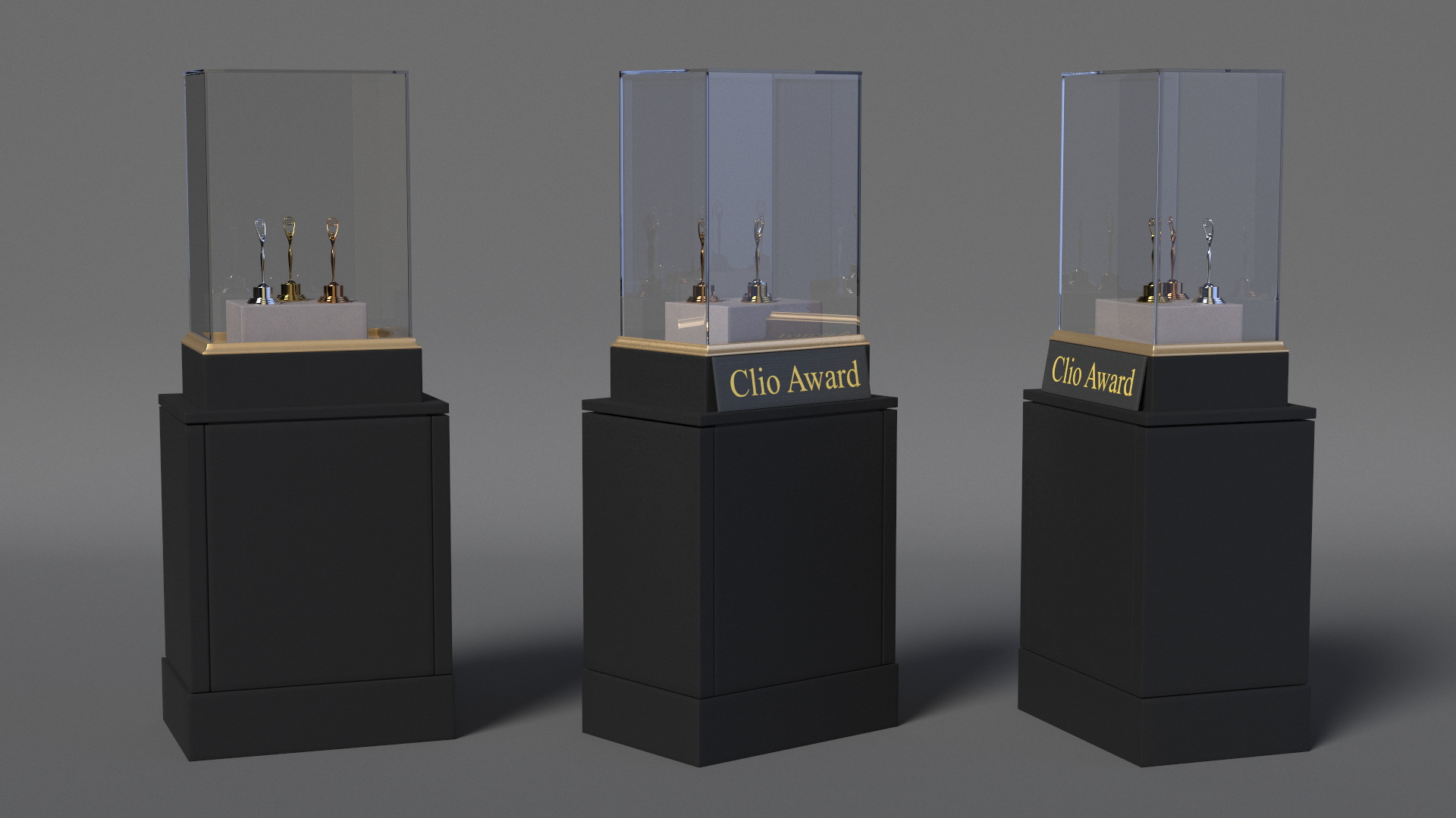 3D Clio Trophys in Museum Stand model