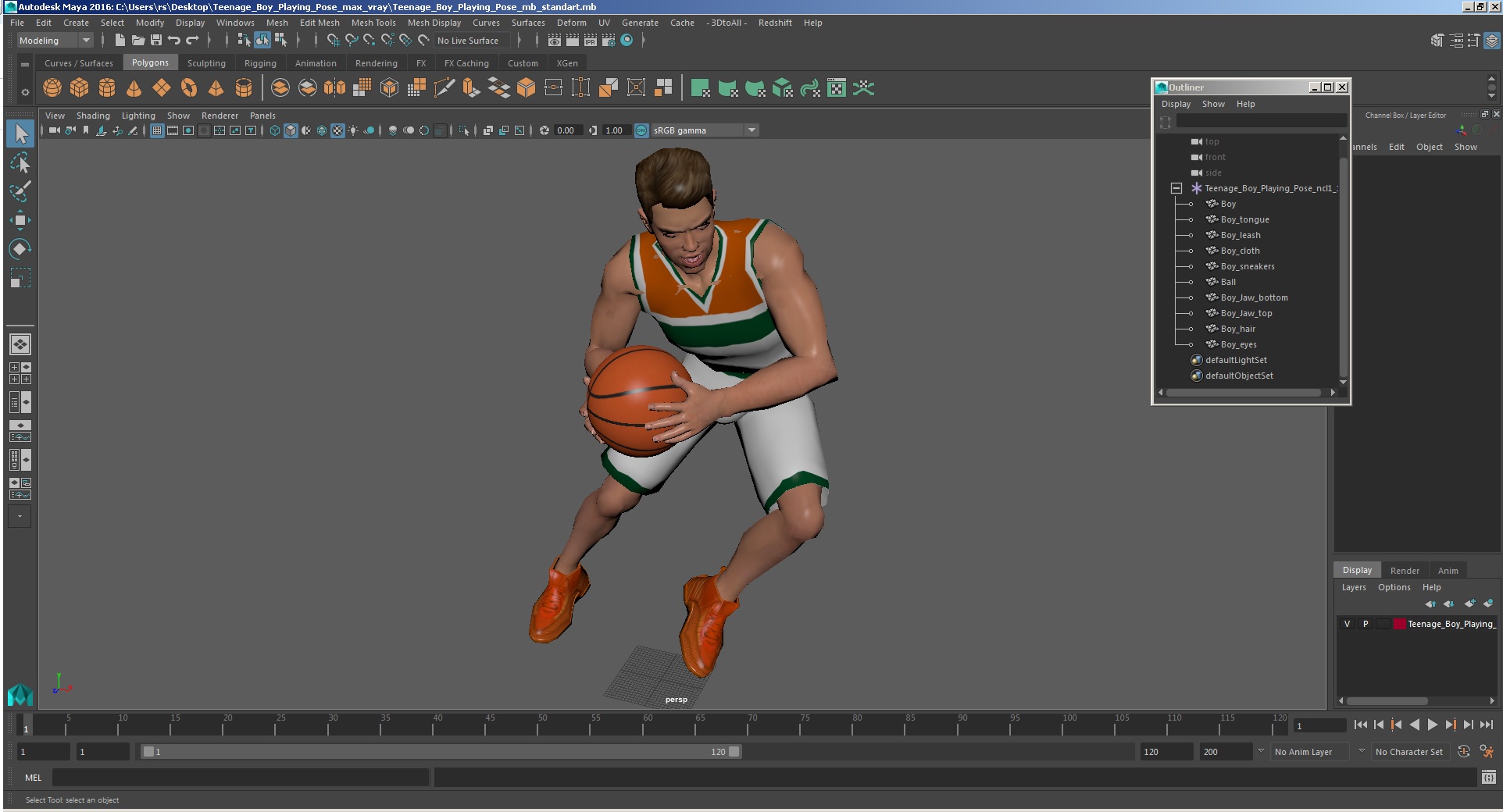 Teenage Boy Playing Pose 3D model