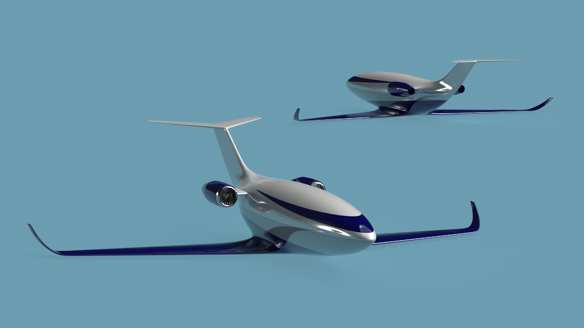 3D model Concept Business Jet Blue