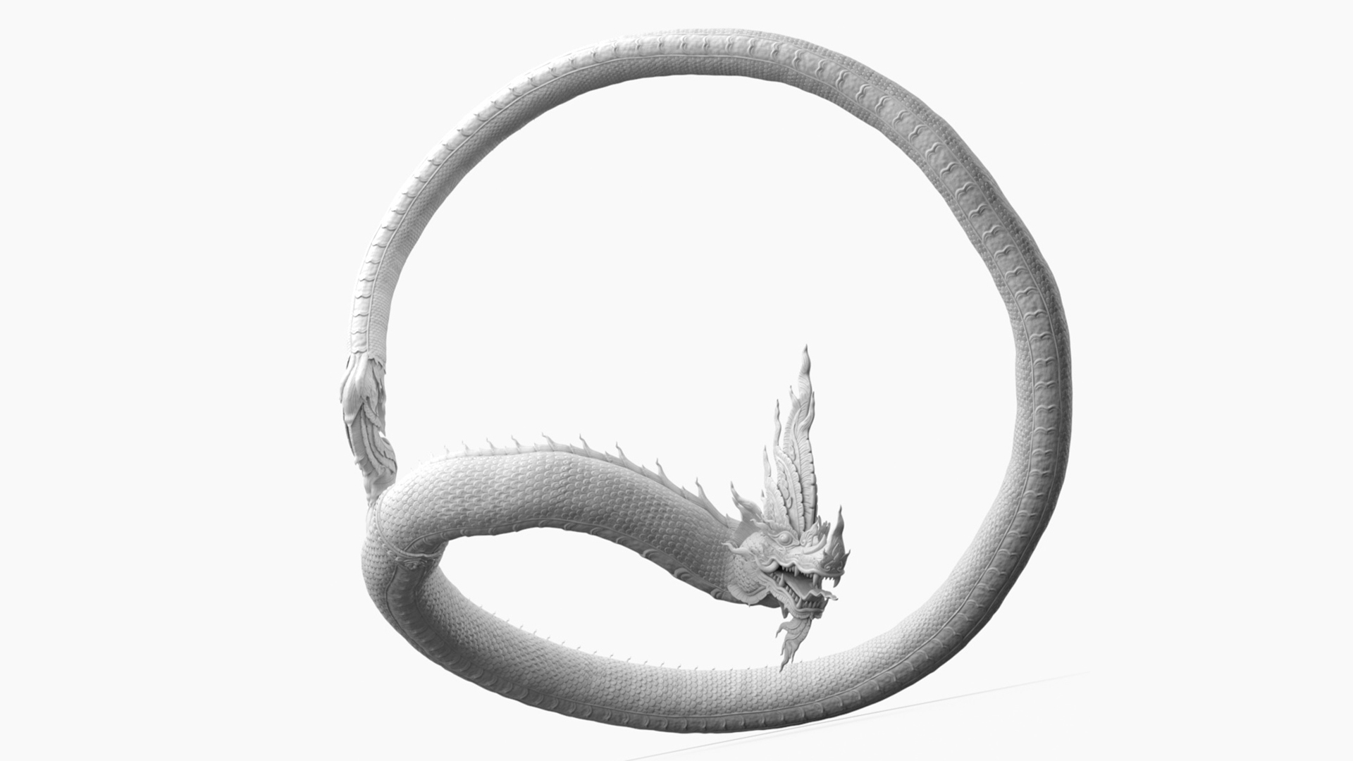 3D Serpent Dragon White Rigged for Cinema 4D