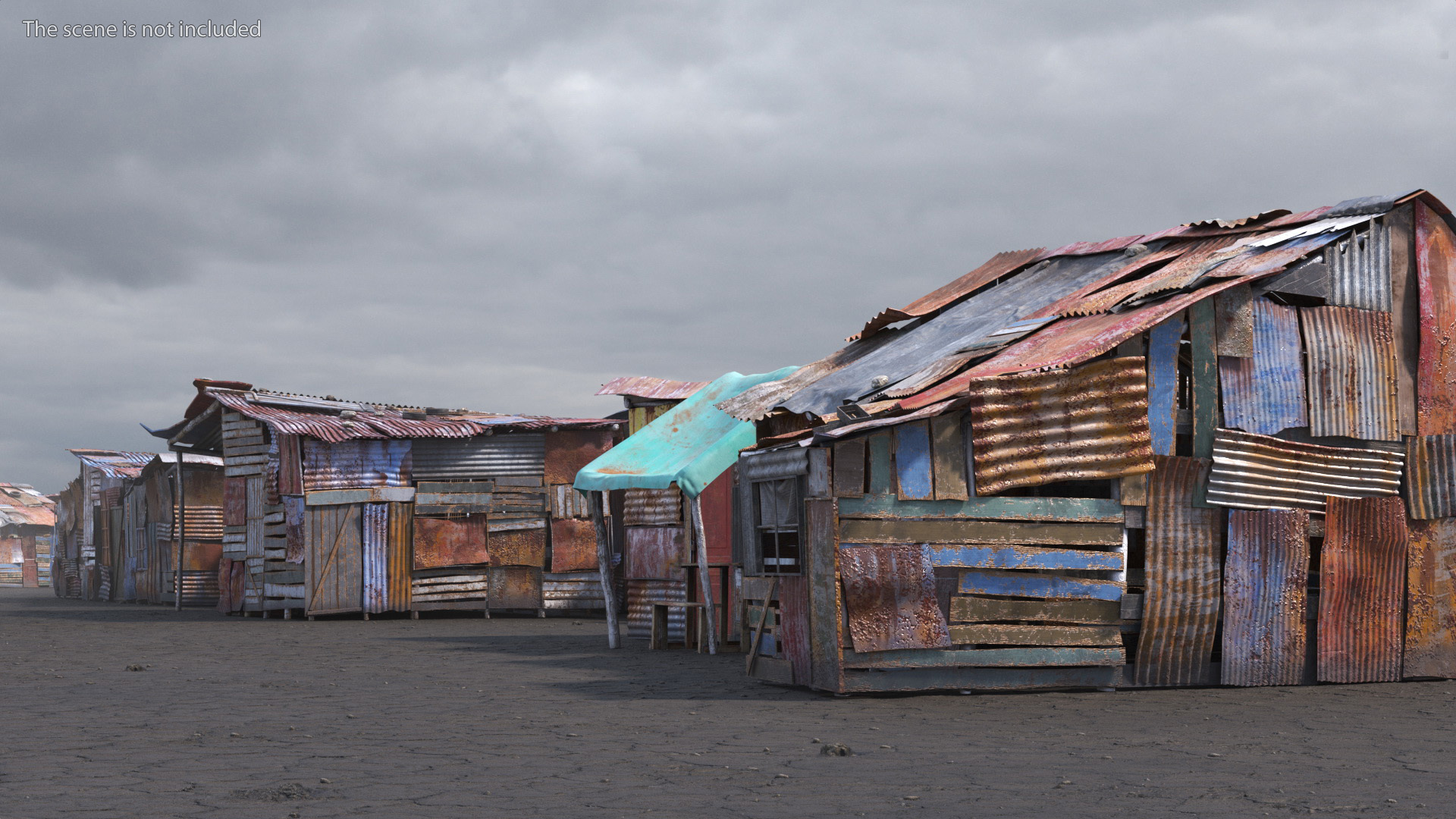 3D Clustered Rusty Shack Arrangement model