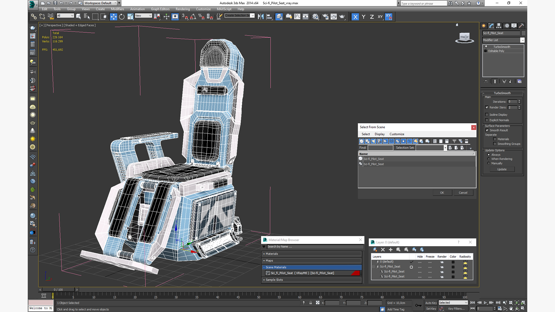 Sci-fi Pilot Seat 3D