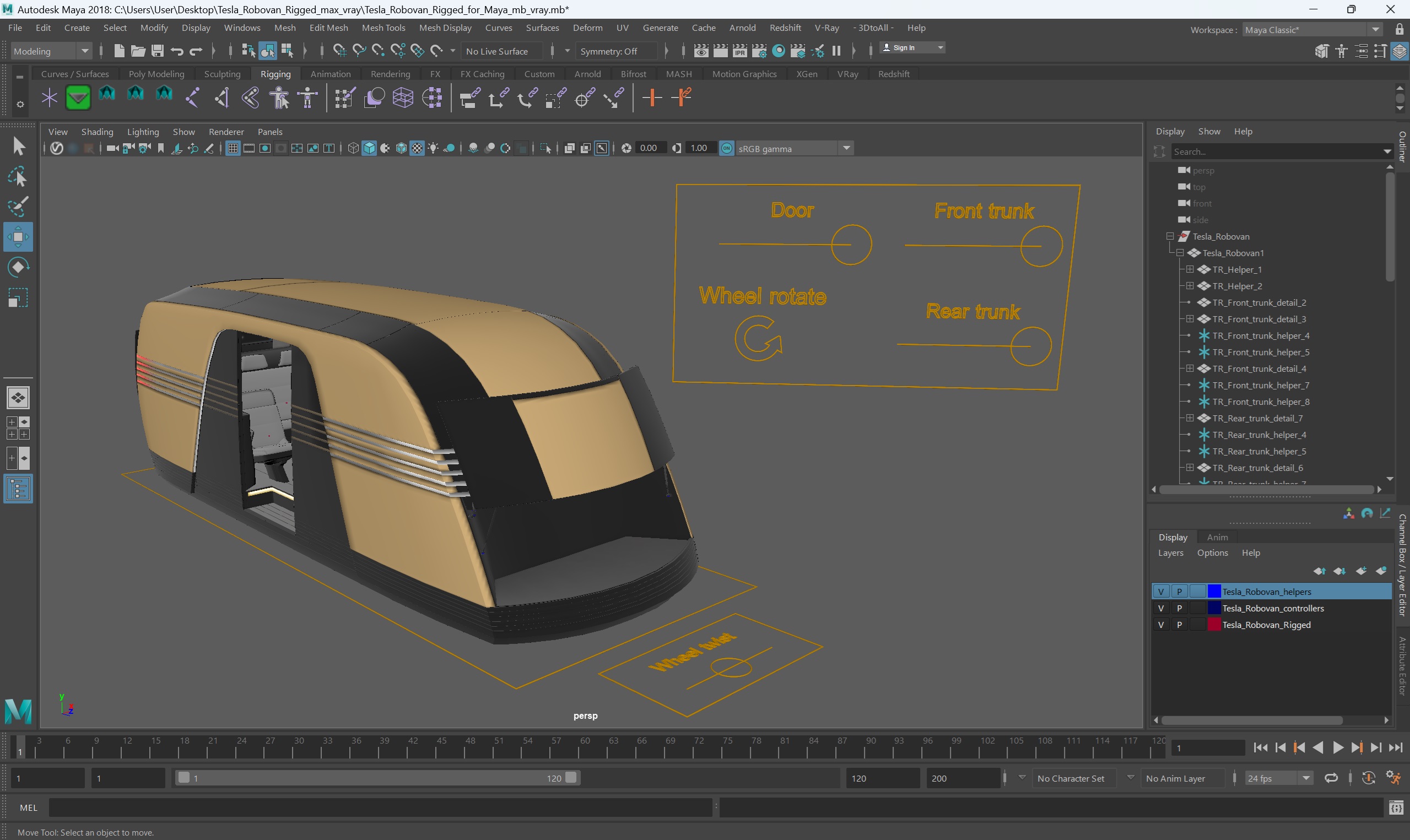Tesla Robovan Rigged for Maya 3D model