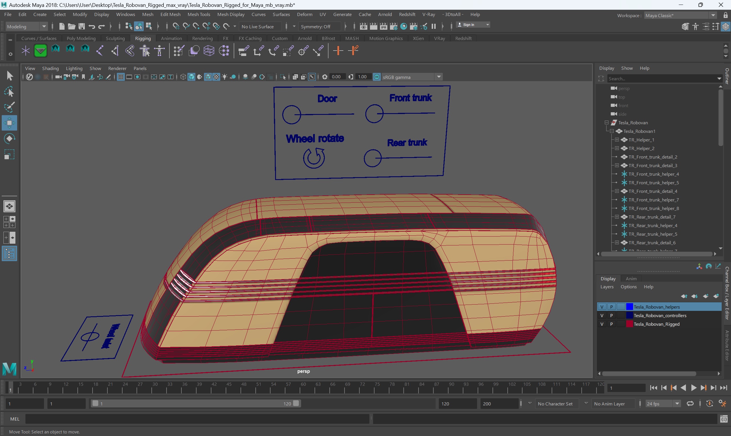 Tesla Robovan Rigged for Maya 3D model