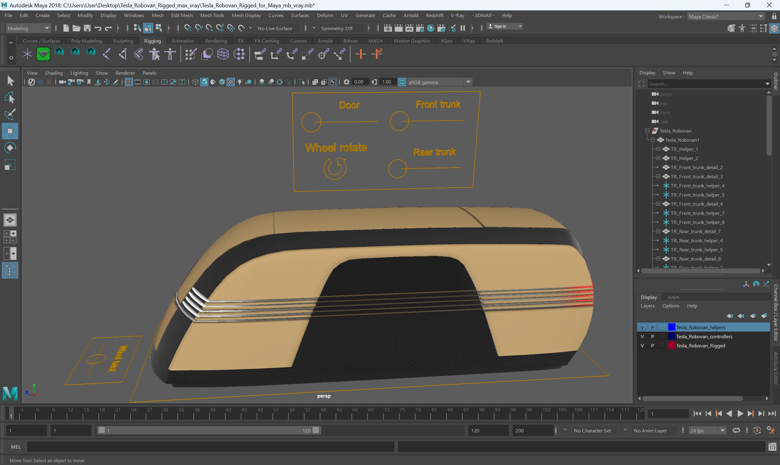 Tesla Robovan Rigged for Maya 3D model