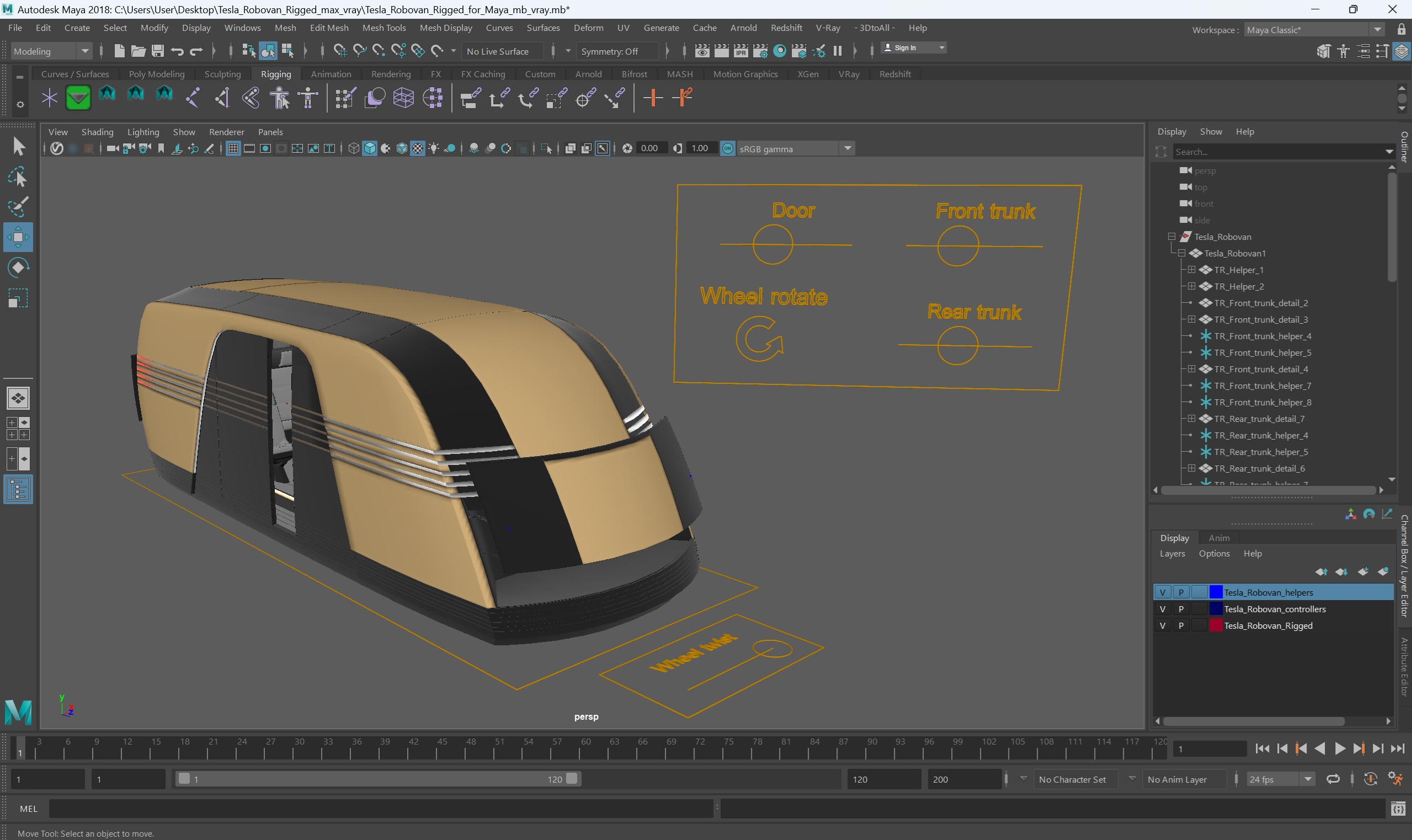 Tesla Robovan Rigged for Maya 3D model