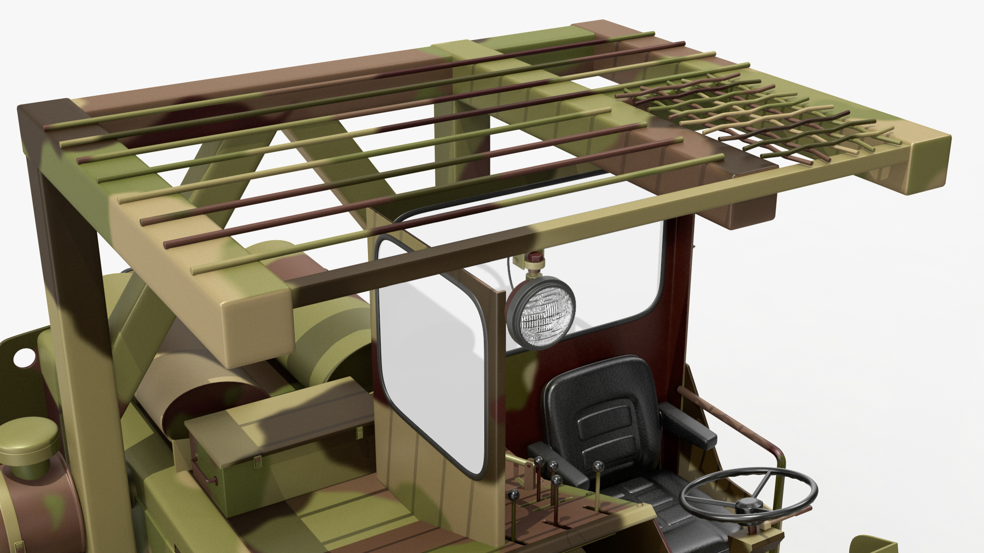 Pettibone Rough Terrain Military Forklift with Cargo Rigged 3D model