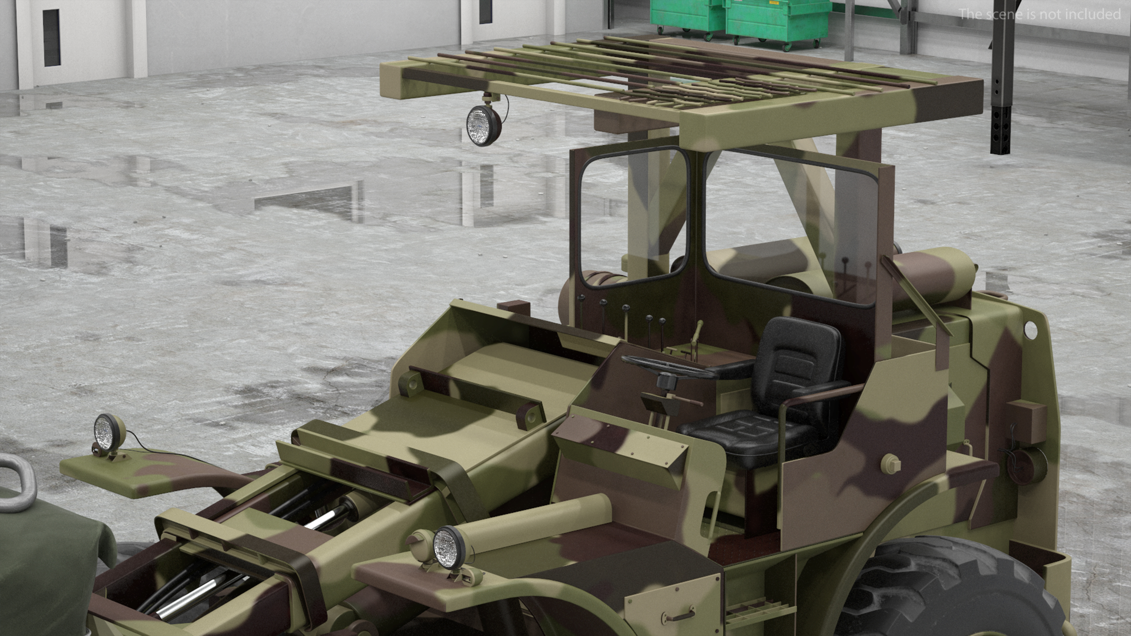 Pettibone Rough Terrain Military Forklift with Cargo Rigged 3D model